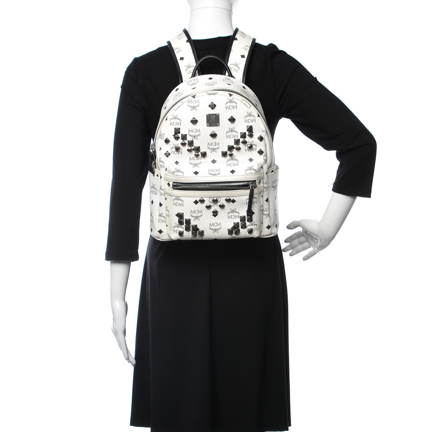 MCM Visetos Studded Small Stark M Backpack White 2 of 9