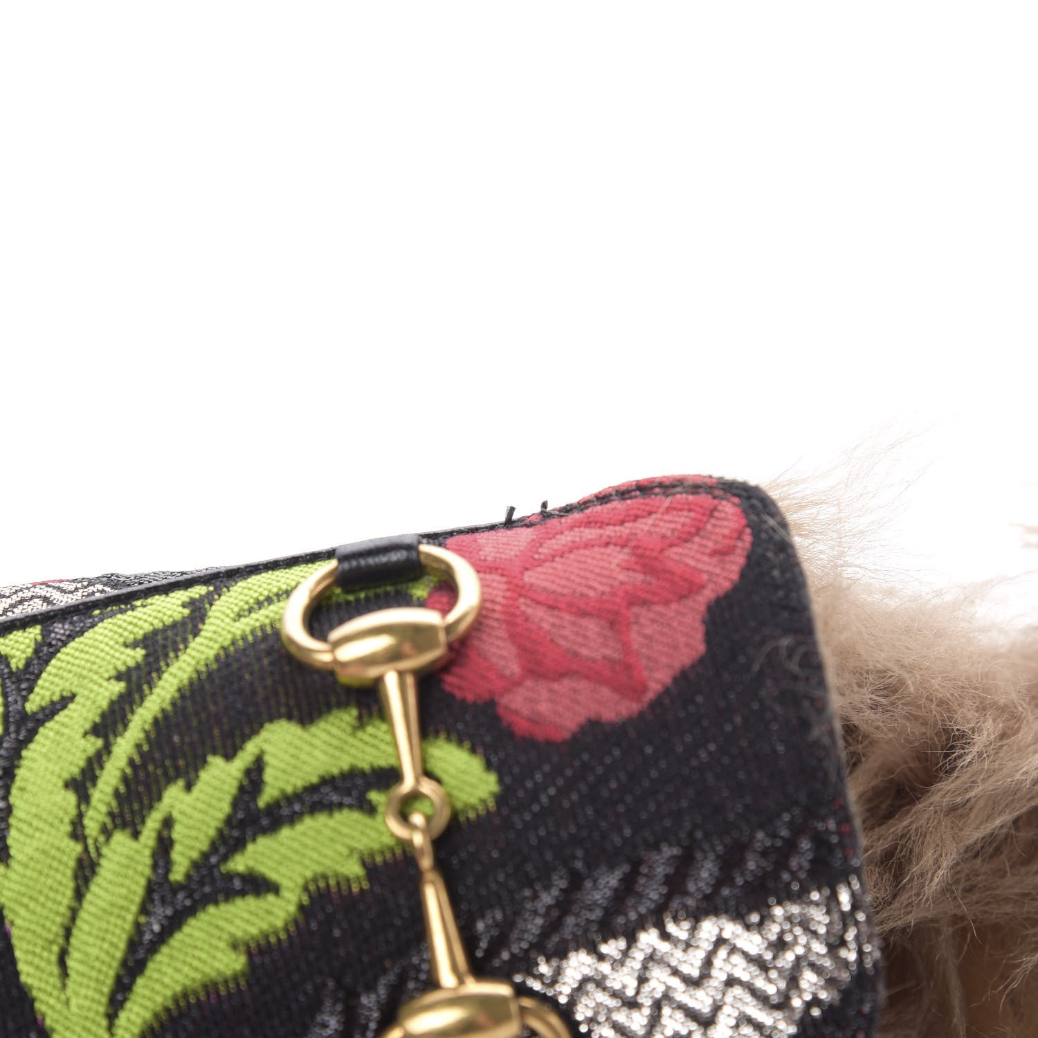 Gucci Brocade Fur Floral Womens Princetown Slippers 36 Black Anthracite 9 of 10