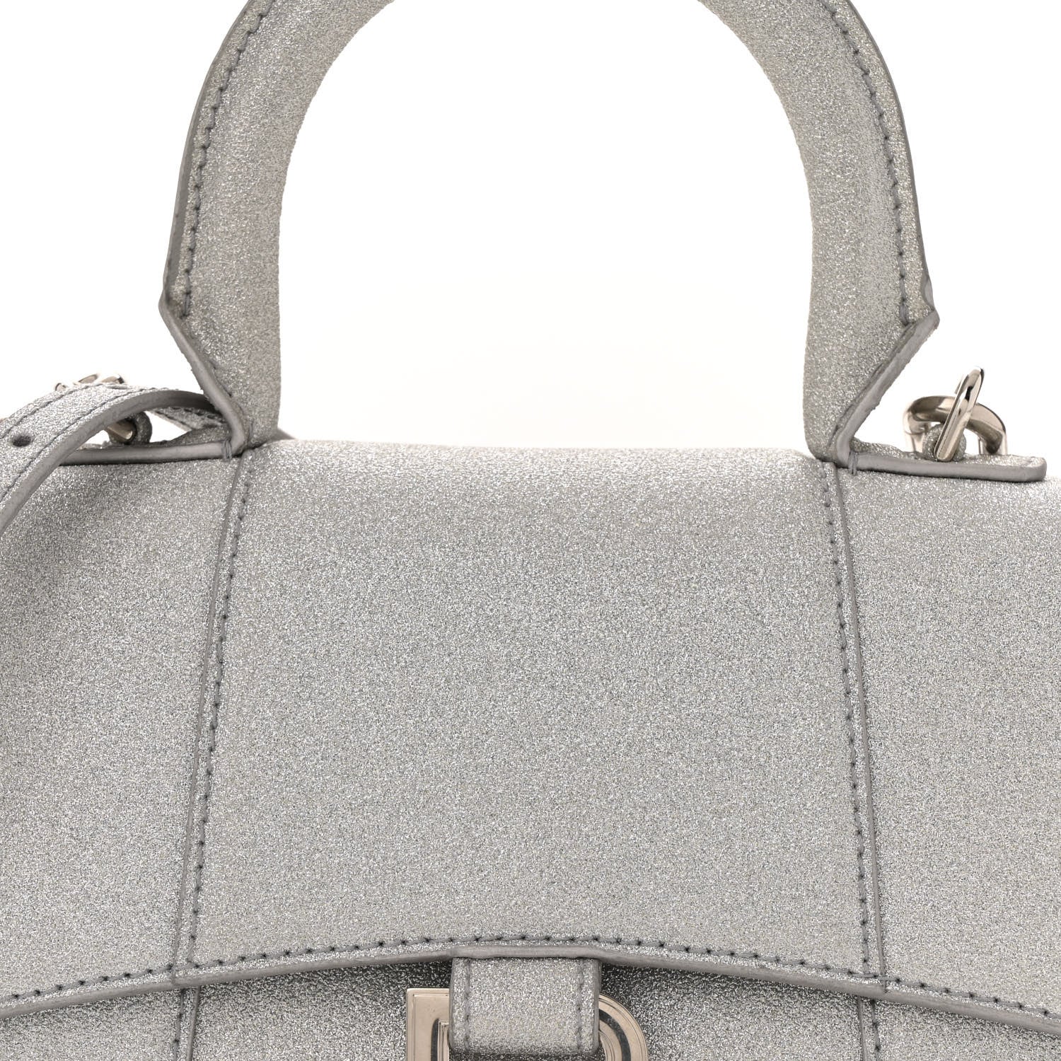 Balenciaga Glitter Fabric Hourglass Top Handle Bag XS Grey 9 of 13