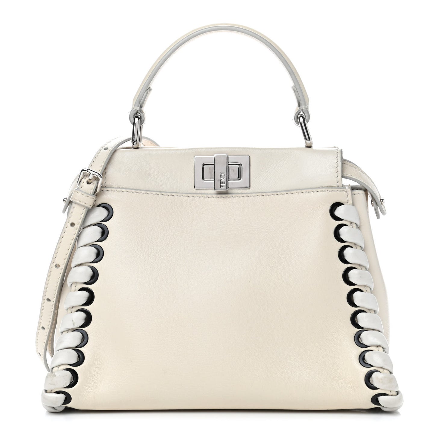 Nappa Lace Up Mini Peekaboo Iconic Satchel Bianco Carta