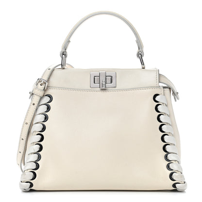Fendi Nappa Lace Up Mini Peekaboo Iconic Satchel Bianco Carta 1 of 7
