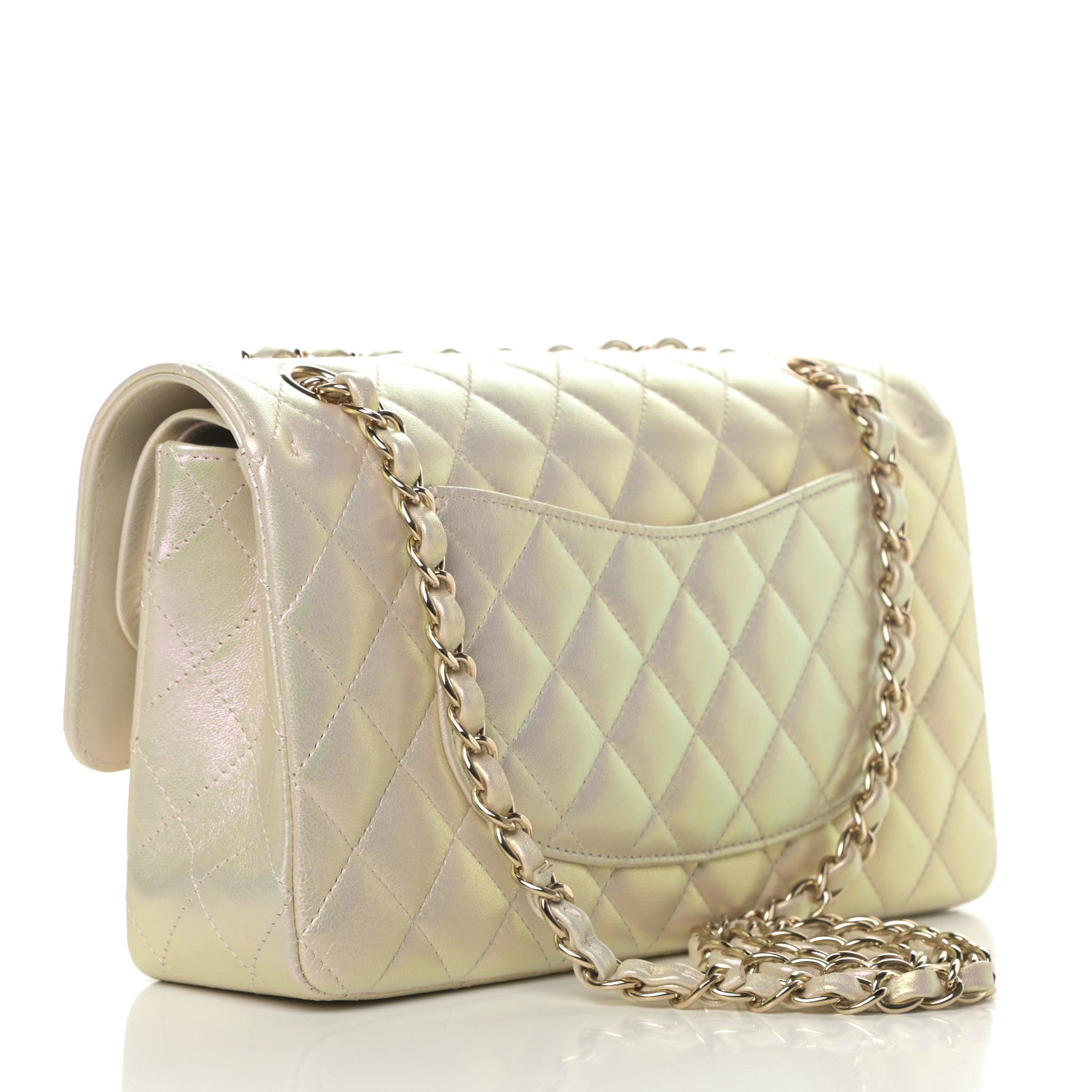 Chanel Iridescent Lambskin Quilted Medium Double Flap Ivory 3 of 12