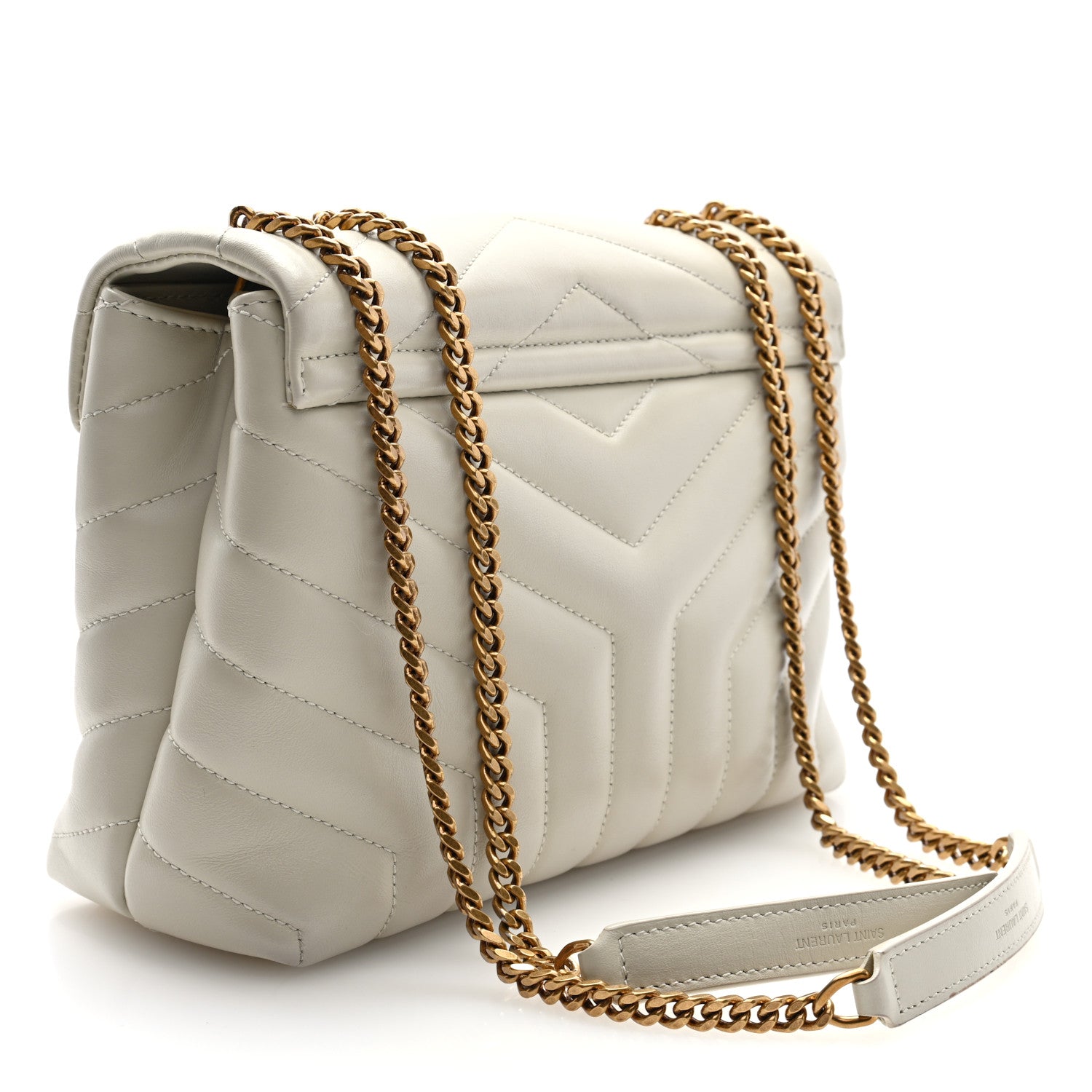 Saint Laurent Calfskin Y Quilted Monogram Small Loulou Chain Satchel Crema Soft 3 of 9