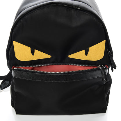 Fendi Nylon Vitello Elite Monster Eyes Rounded Backpack Black Yellow 5 of 8