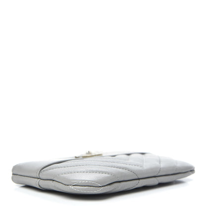 Chanel Sheepskin Chevron Quilted Small Vintage Mademoiselle Cosmetic Case Grey 4 of 9