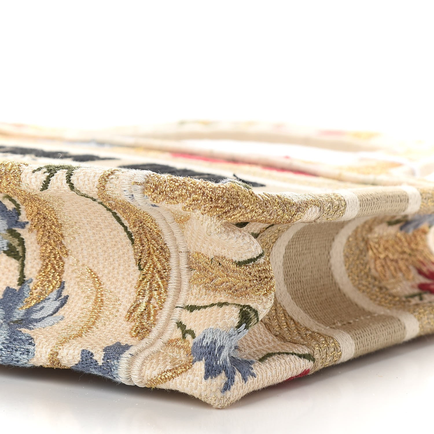Christian Dior Canvas Embroidered Hibiscus Printed Mini Book Tote Beige Multicolor 8 of 8