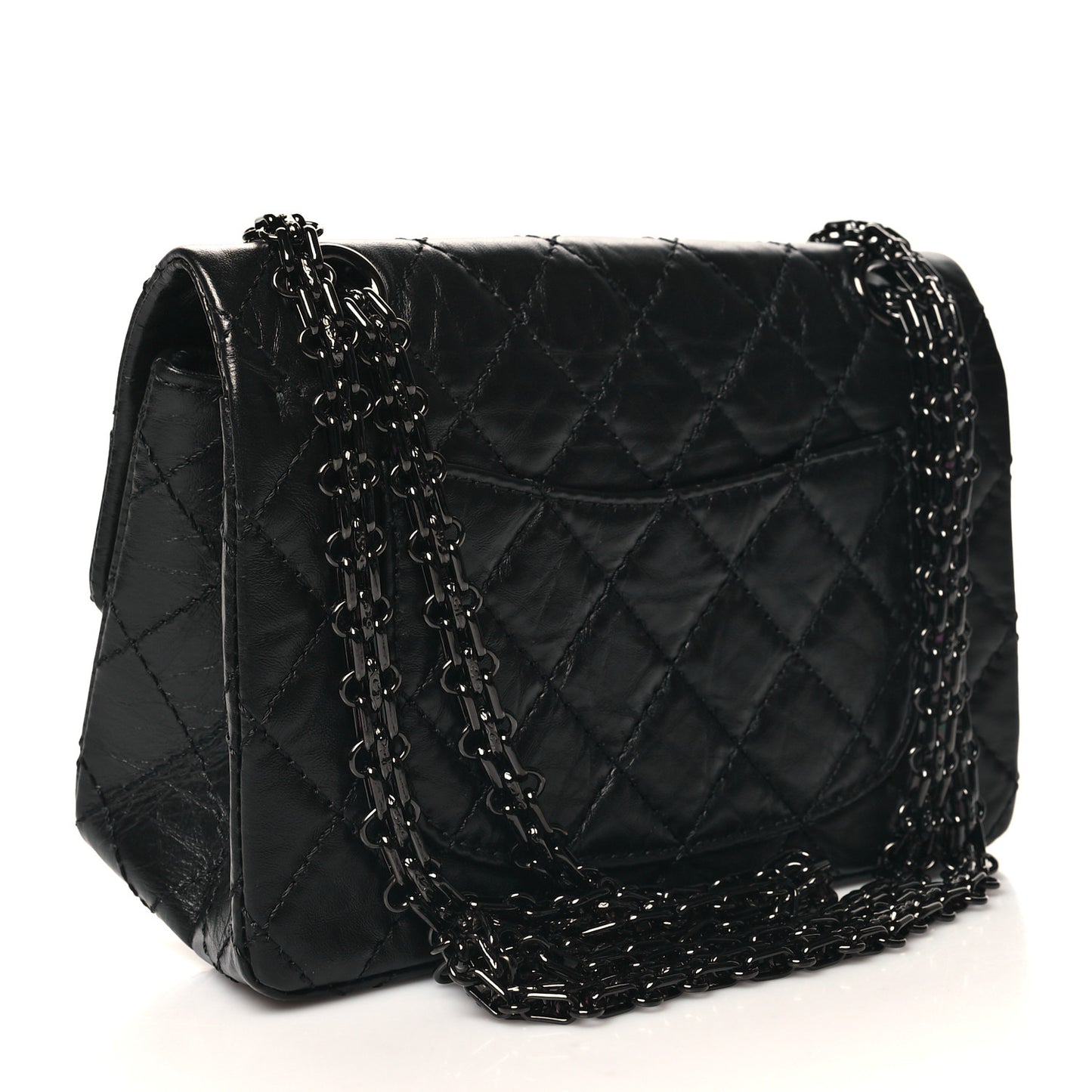 Aged Calfskin Quilted 2.55 Reissue Mini Flap So Black