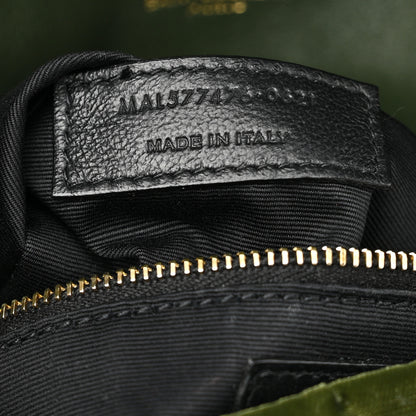 Saint Laurent Velvet Quilted Small Loulou Puffer Monogram Chain Satchel Kaki Musk 8 of 11