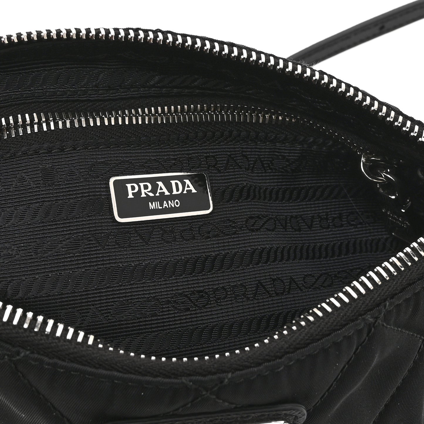 Nylon Tessuto Impuntu Quilted Crossbody Bag Black