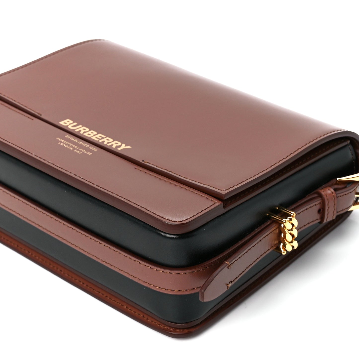 Smooth Calfskin Two Tone Small Grace Bag Malt Brown Black