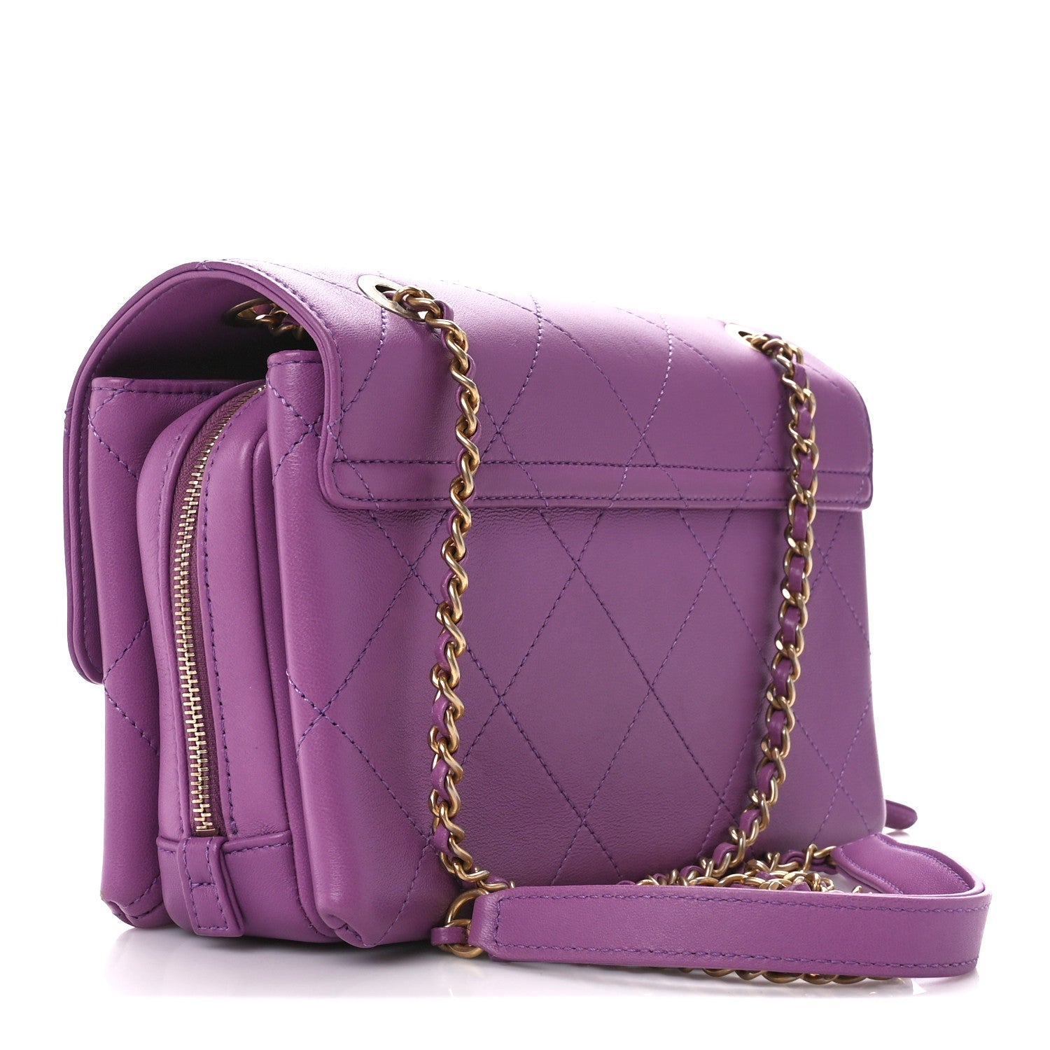 Chanel Lambskin Sleek And Chic Flap Purple 3 of 10