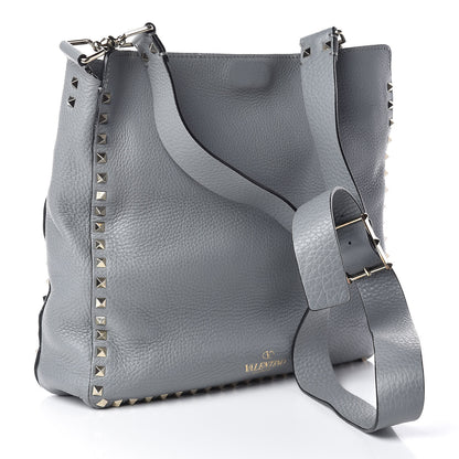 Valentino Garavani Pebbled Calfskin Large Rockstud Flip-Lock Messenger Bag Light Stone 3 of 15