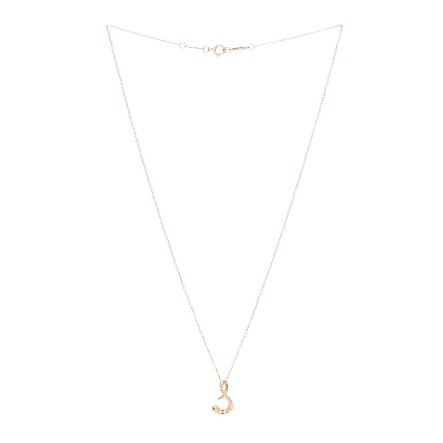 18K Rose Gold Diamond Elsa Peretti Letter S Pendant Necklace