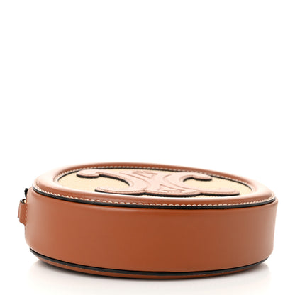 Celine Canvas Calfskin Cuir Small Triomphe Oval Crossbody Purse Natural Tan 4 of 9