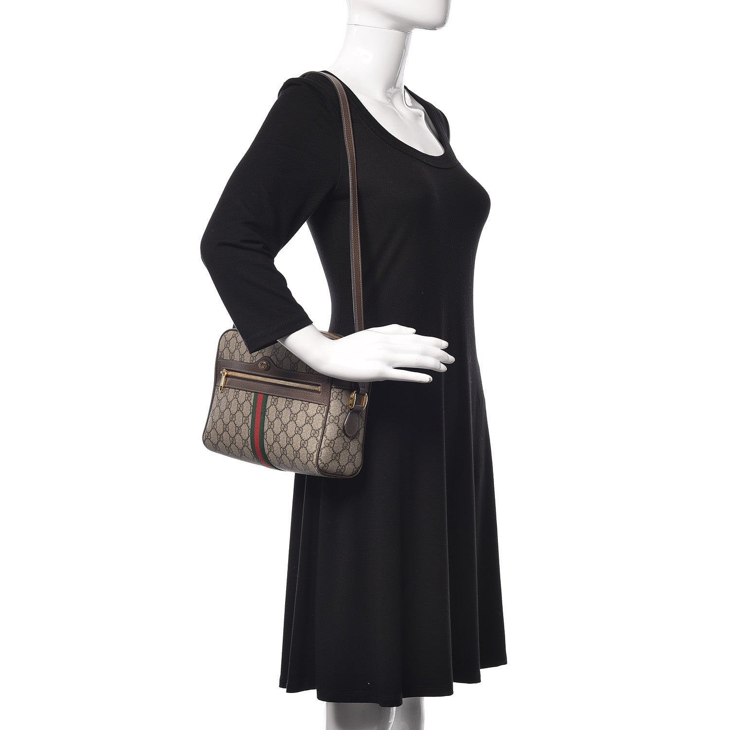 Gucci GG Supreme Monogram Web Small Ophidia Shoulder Bag Brown 2 of 10