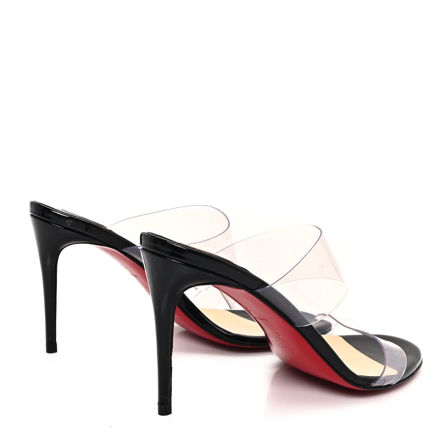 Christian Louboutin Patent PVC Just Nothing 85 Slide Sandals 37 Black 5 of 9