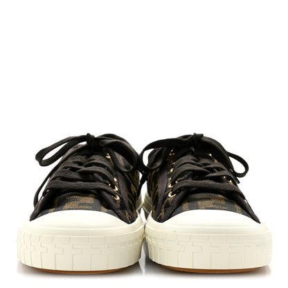 Fendi Fabric Jacquard FF Womens Domino Low Top Sneakers 38 Tobacco 3 of 10