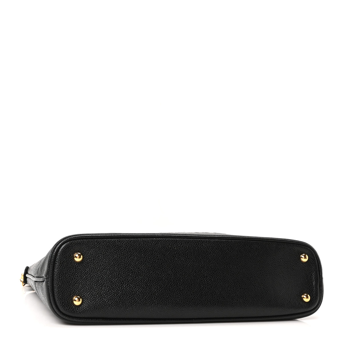 Caviar Embroidered Logo Shoulder Bag Black