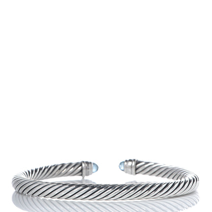 David Yurman Sterling Silver Diamond Blue Topaz 5mm Cable Classics Bracelet 3 of 4
