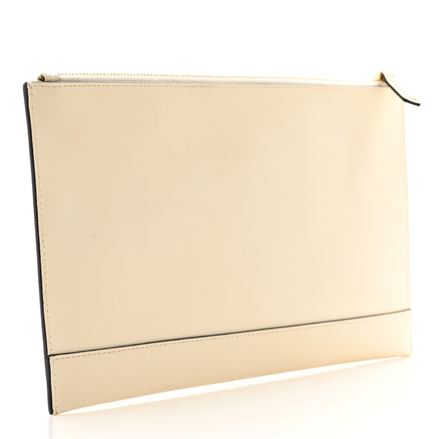 Fendi Vitello King Logo Embossed Medium Flat Pouch White Ice 3 of 8