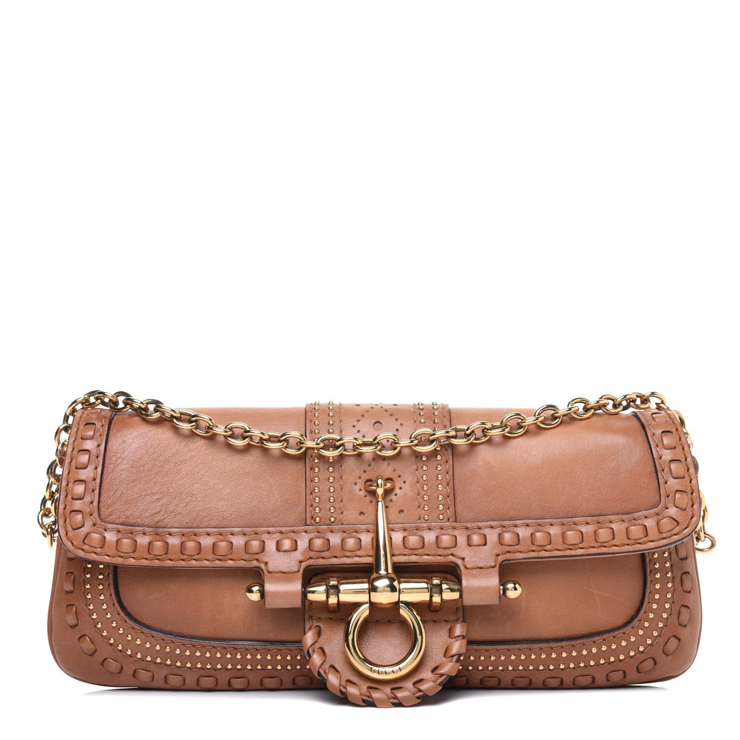 Calfskin Snaffle Bit Evening Bag Brown