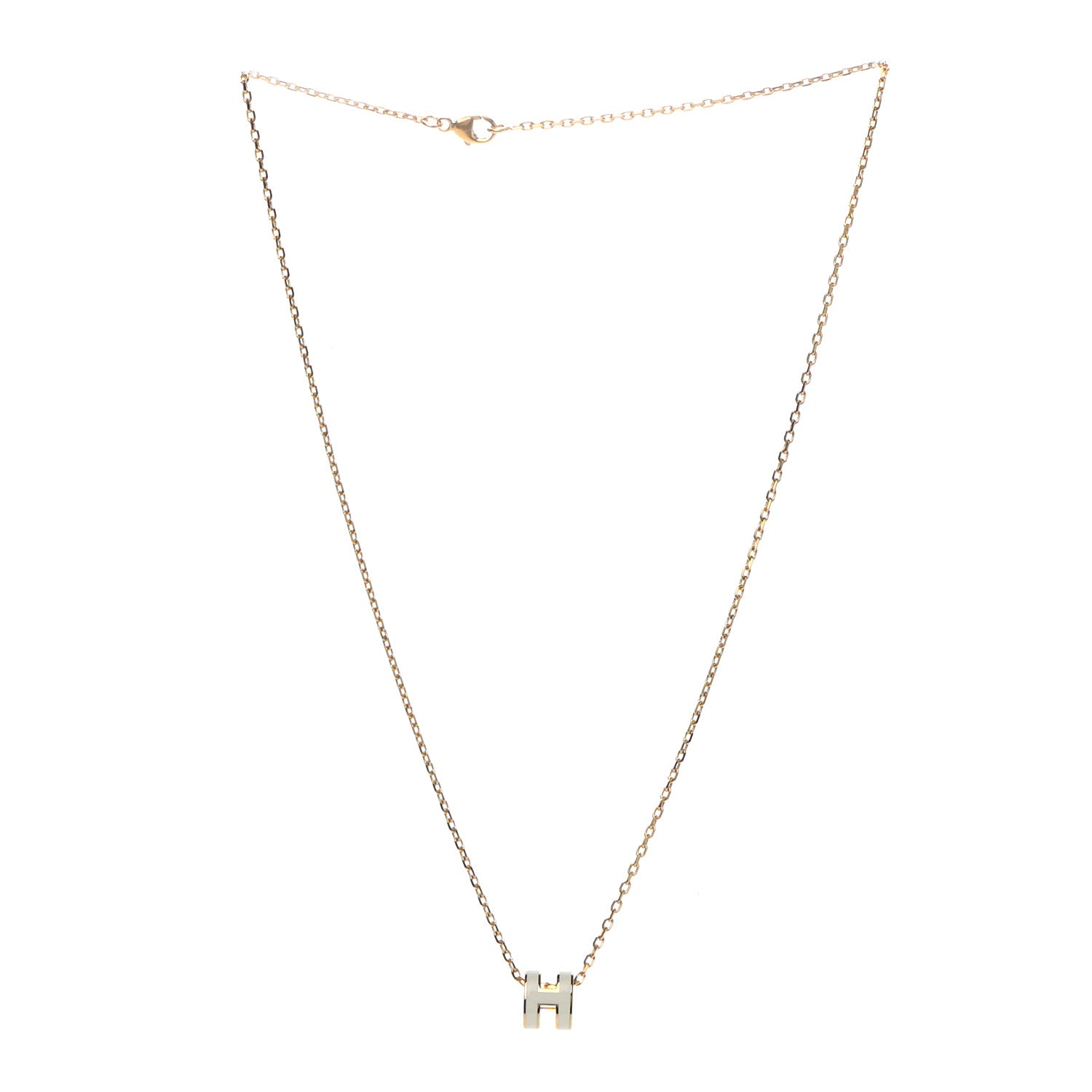 Hermes Lacquered Gold Mini Pop H Pendant Necklace White 3 of 8