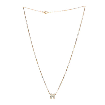 Hermes Lacquered Gold Mini Pop H Pendant Necklace White 3 of 8