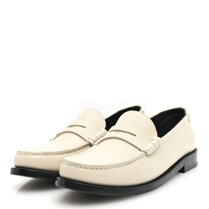 Saint Laurent Calfskin Penny Loafers 38 Pearl 3 of 8