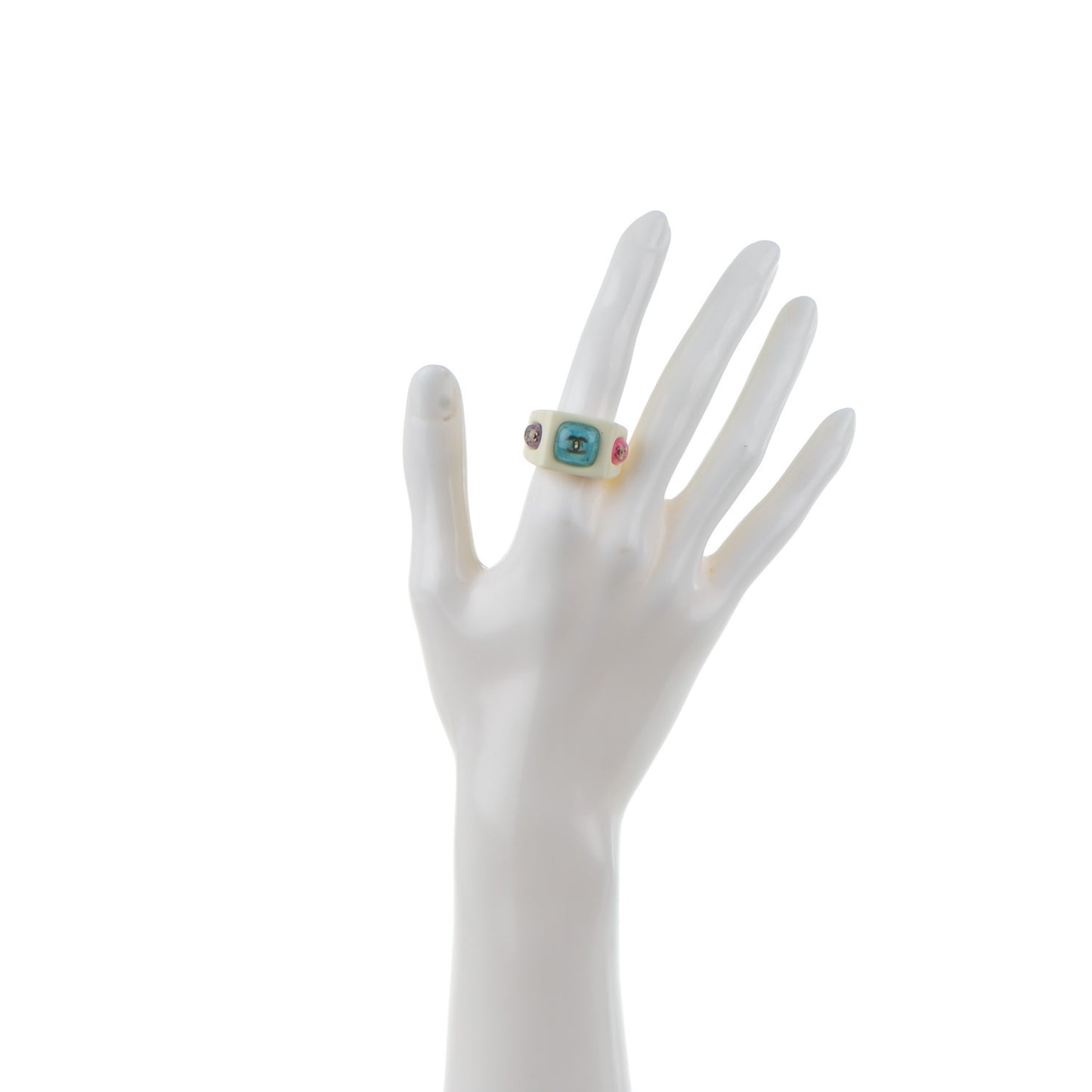Glitter Resin CC Ring 7 White