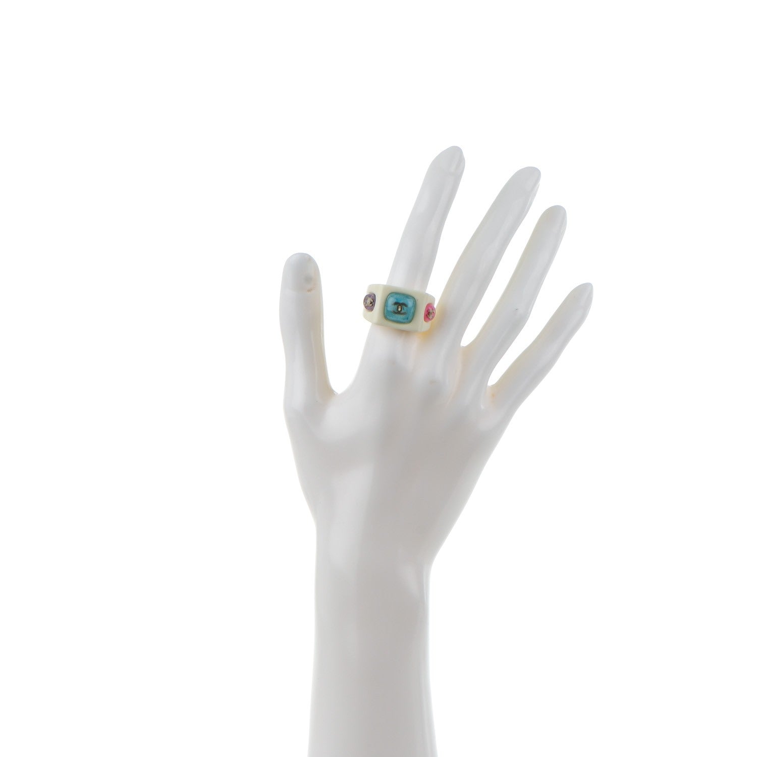 Chanel Glitter Resin CC Ring 7 White 2 of 4