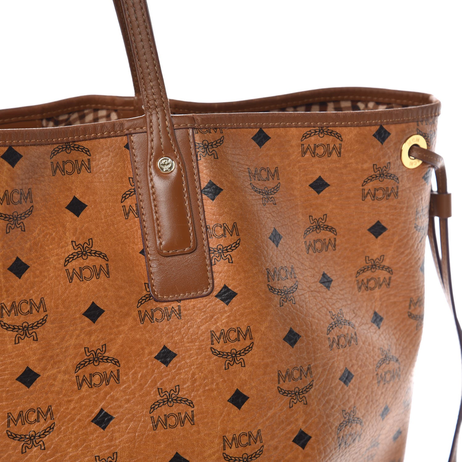 MCM Visetos Large Liz Reversible Shopper Tote Cognac 23 of 32