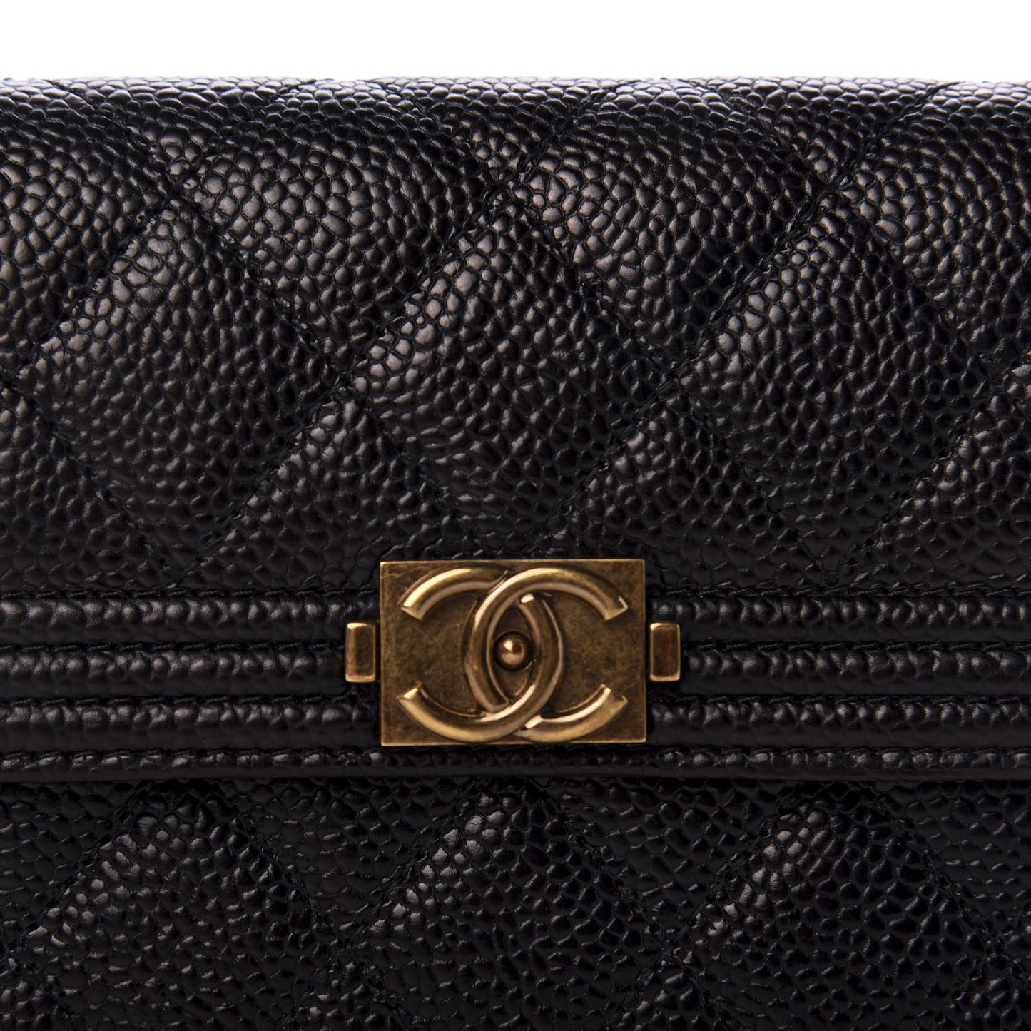Caviar Quilted Small Boy Flap Wallet Black