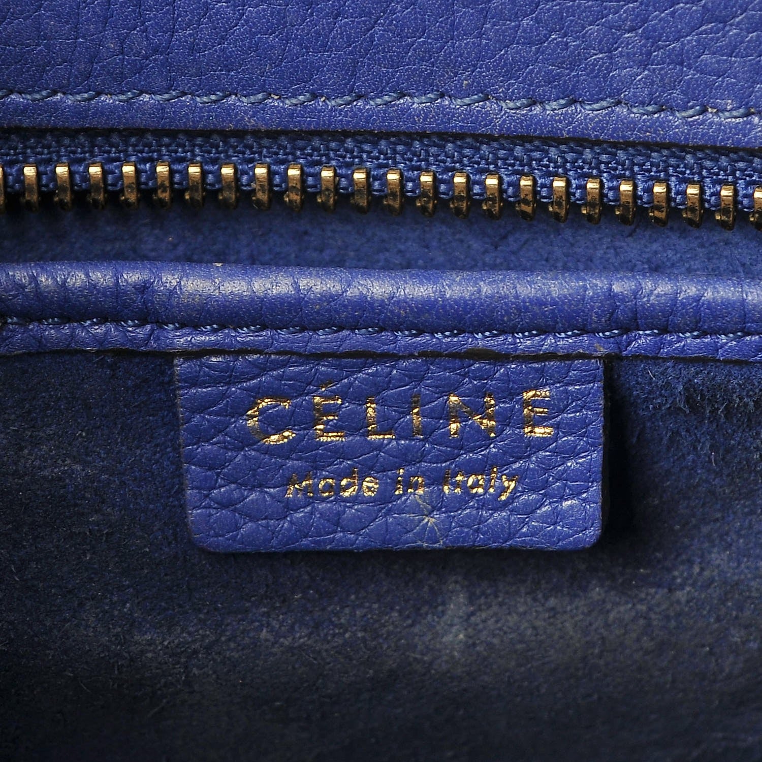 Celine Drummed Calfskin Nano Luggage Indigo 6 of 14