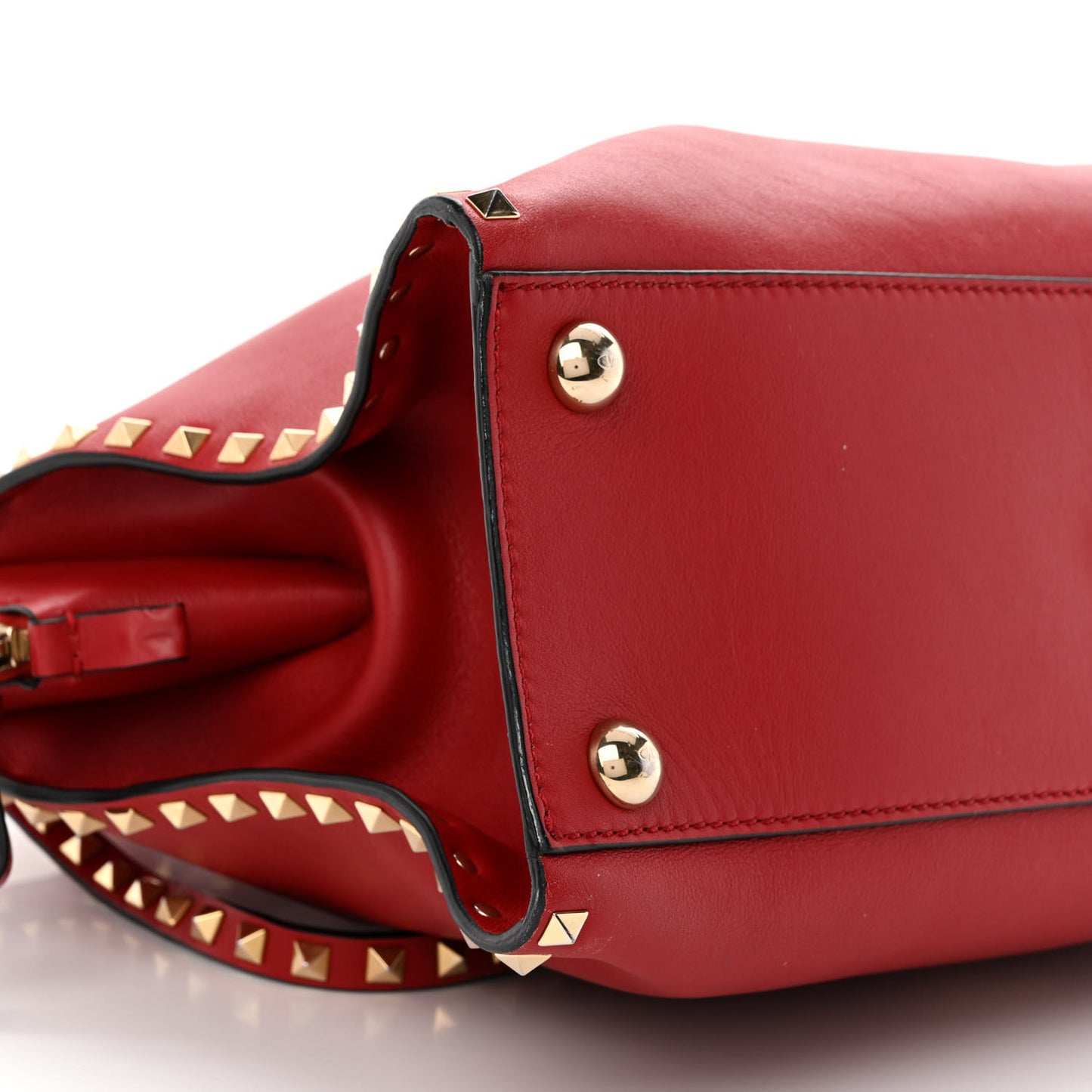 Vitello Rockstud Dome Shopper Rosso Valentino