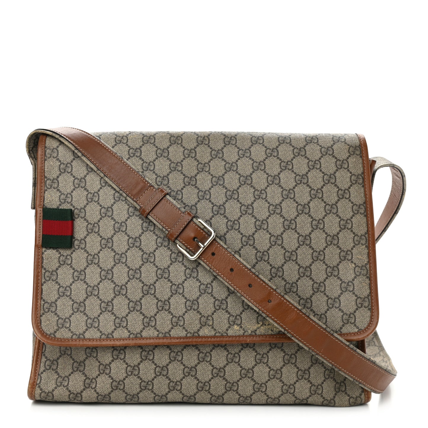 GG Monogram Flap Messenger Bag Beige Dark Brown