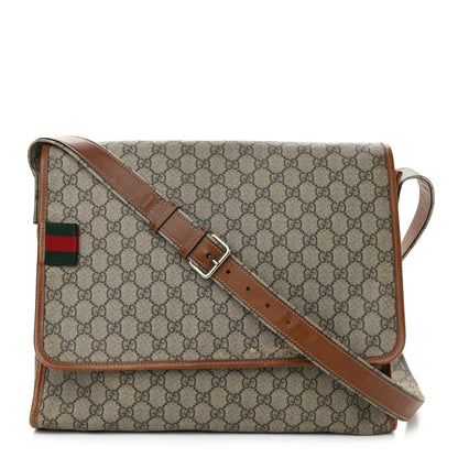 Gucci GG Monogram Flap Messenger Bag Beige Dark Brown 1 of 14