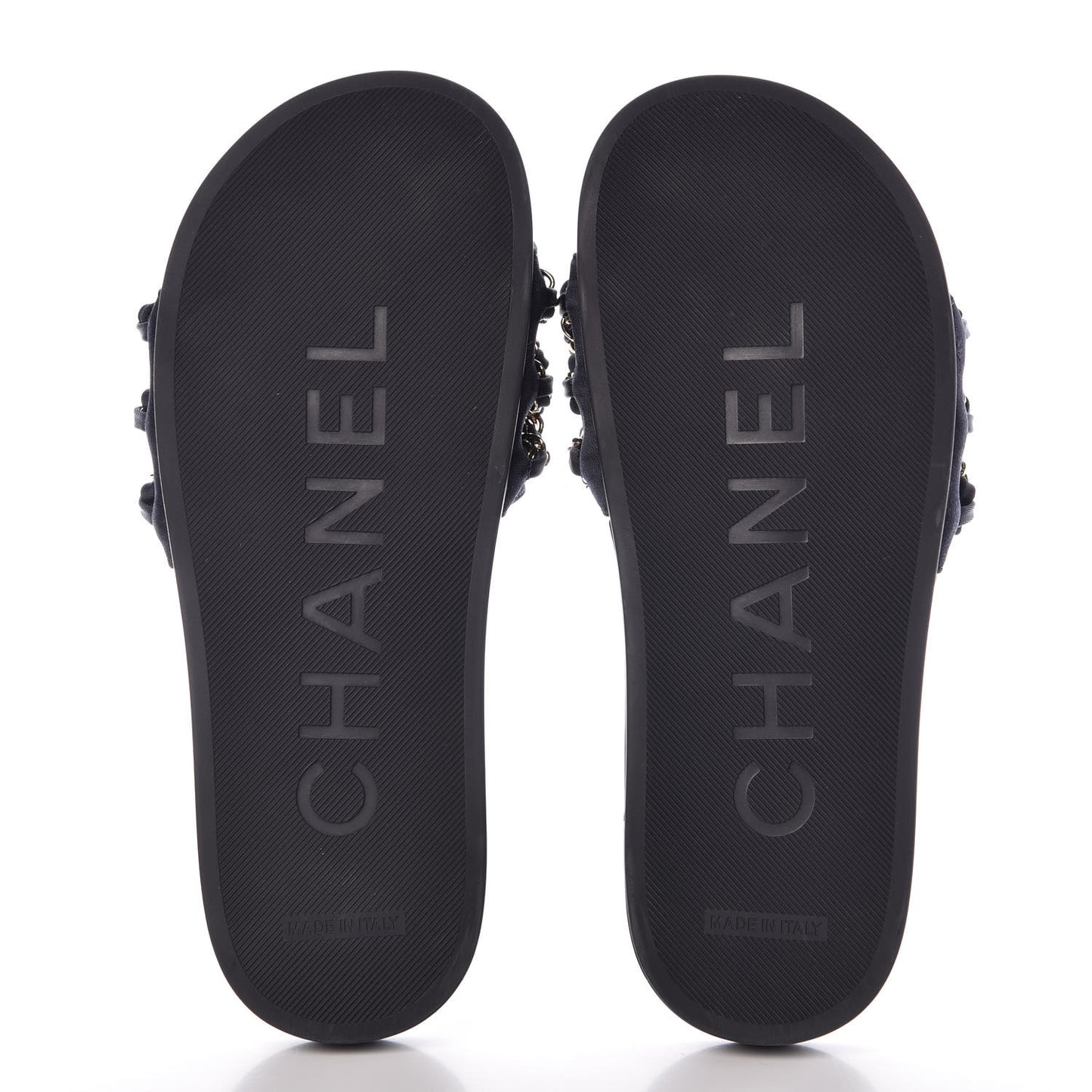 Canvas Chain Flat Sandals 36 Marine