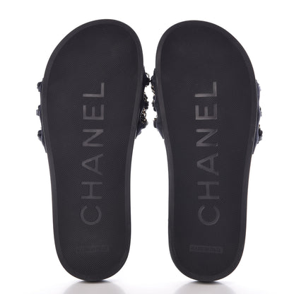 Chanel Canvas Chain Flat Sandals 36 Marine 5 of 10