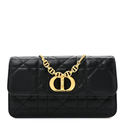 Christian Dior Lambskin Macrocannage Miss Caro Pouch With Chain Black 1 of 12