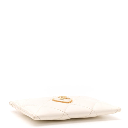 Chanel Lambskin Plexiglass Quilted Coco Love Card Holder White 4 of 10