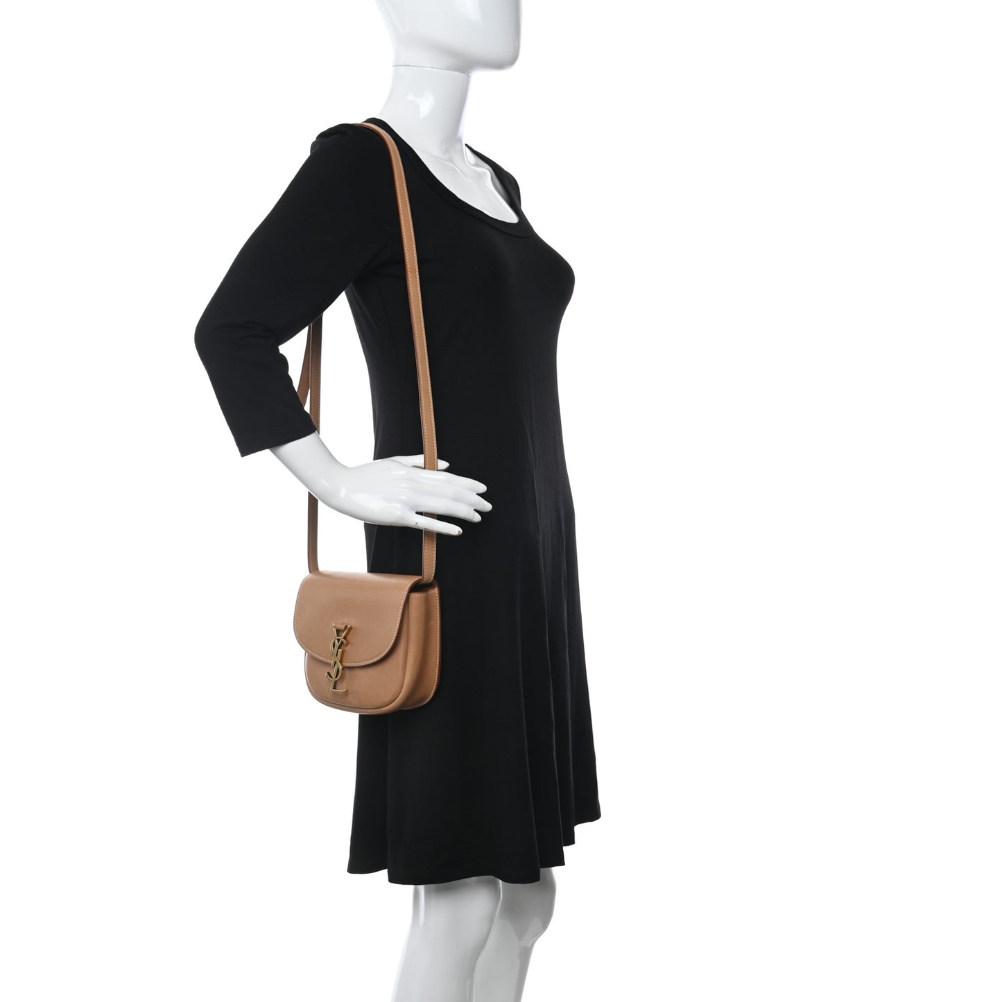 Smooth Vintage Calfskin Small Kaia Satchel Brown Gold