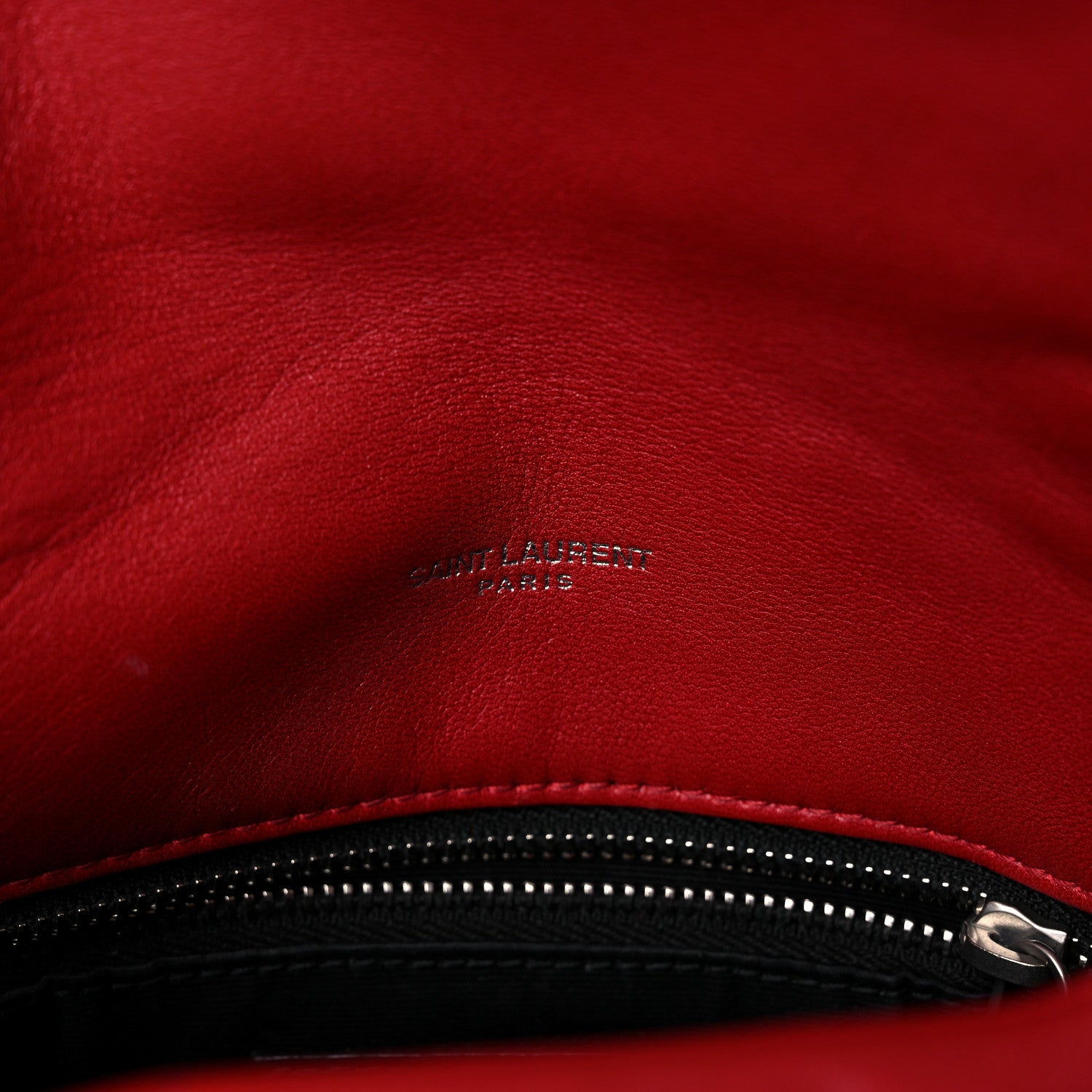 Saint Laurent Lambskin Quilted Small Loulou Puffer Monogram Chain Satchel Red 8 of 19