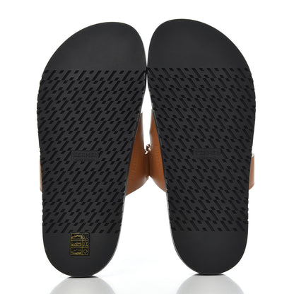 Hermes Calfskin Womens Chypre Sandals 39 Gold 5 of 9