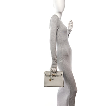 Hermes Chevre Mysore Horseshoe Birkin 25 Gris Perle Gold 2 of 12