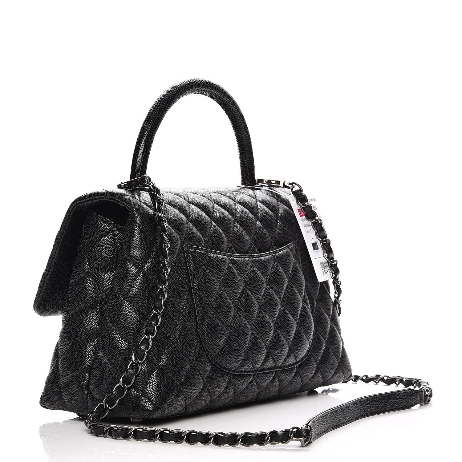 Chanel Caviar Lizard Quilted Small Coco Handle Flap Black 4 of 9