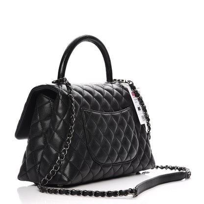 Chanel Caviar Lizard Quilted Small Coco Handle Flap Black 4 of 9