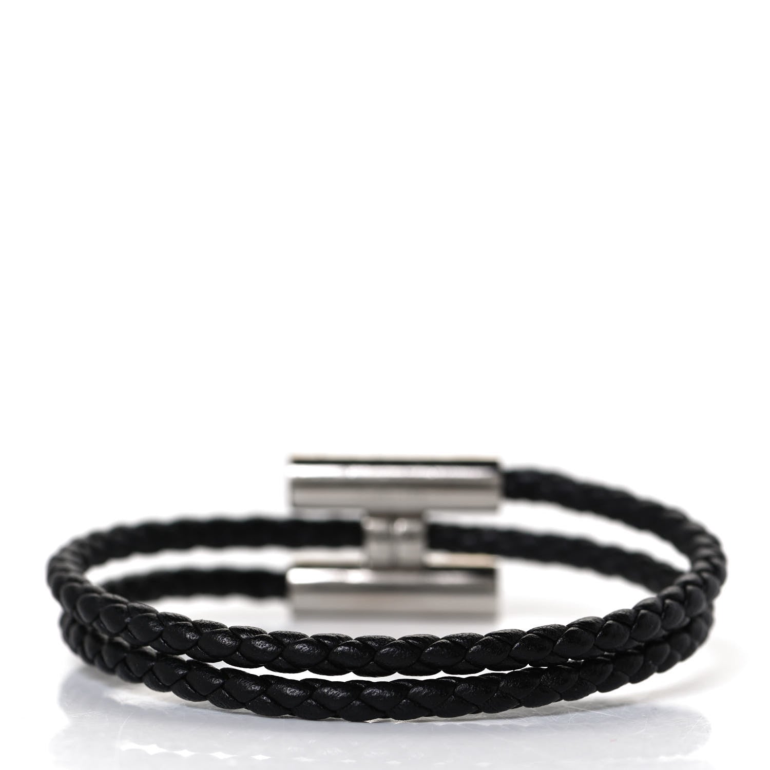 Hermes Swift Double Wrap Cord Tournis Tresse Bracelet Black 3 of 4