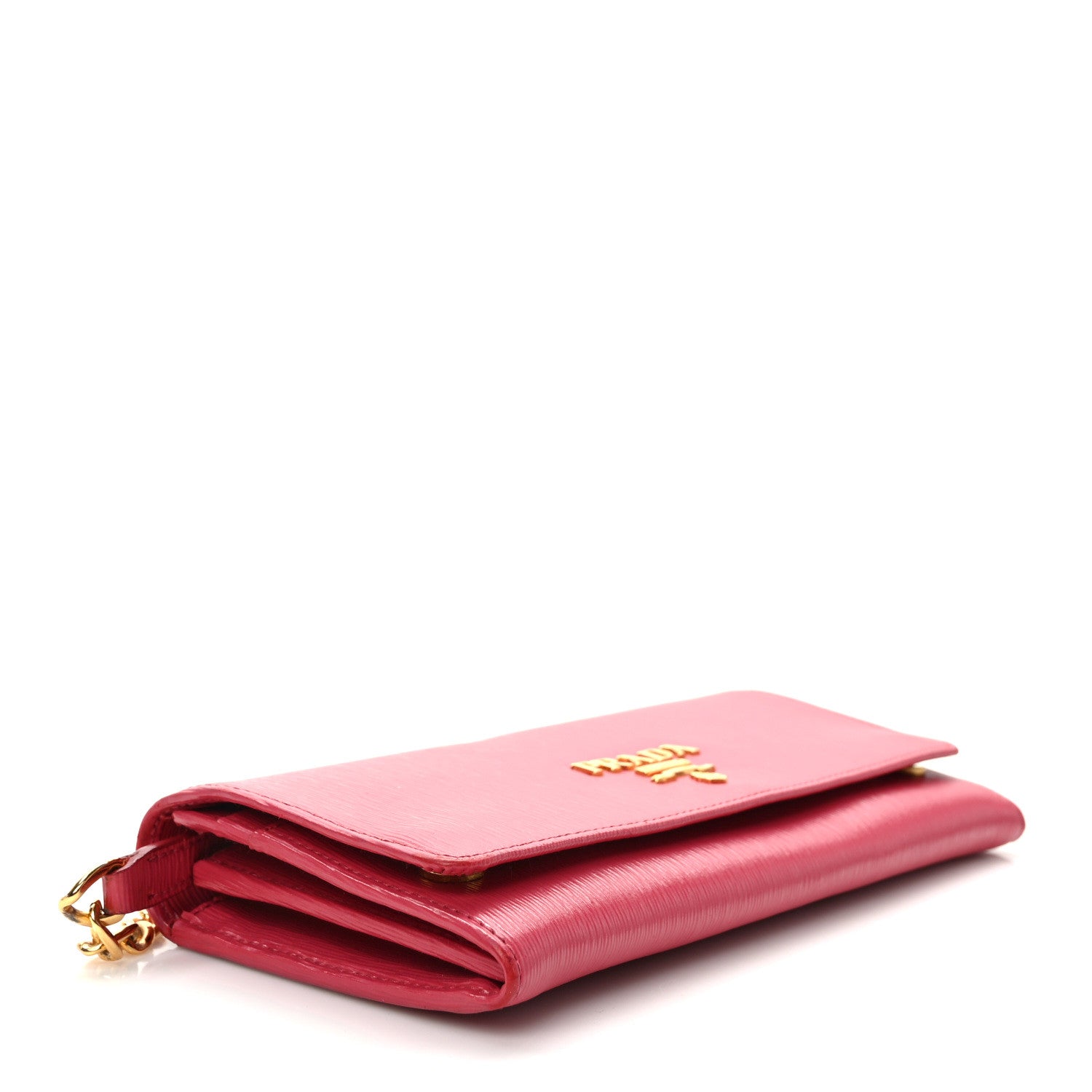 Prada Vitello Move Metal Oro Chain Wallet Peonia 4 of 10