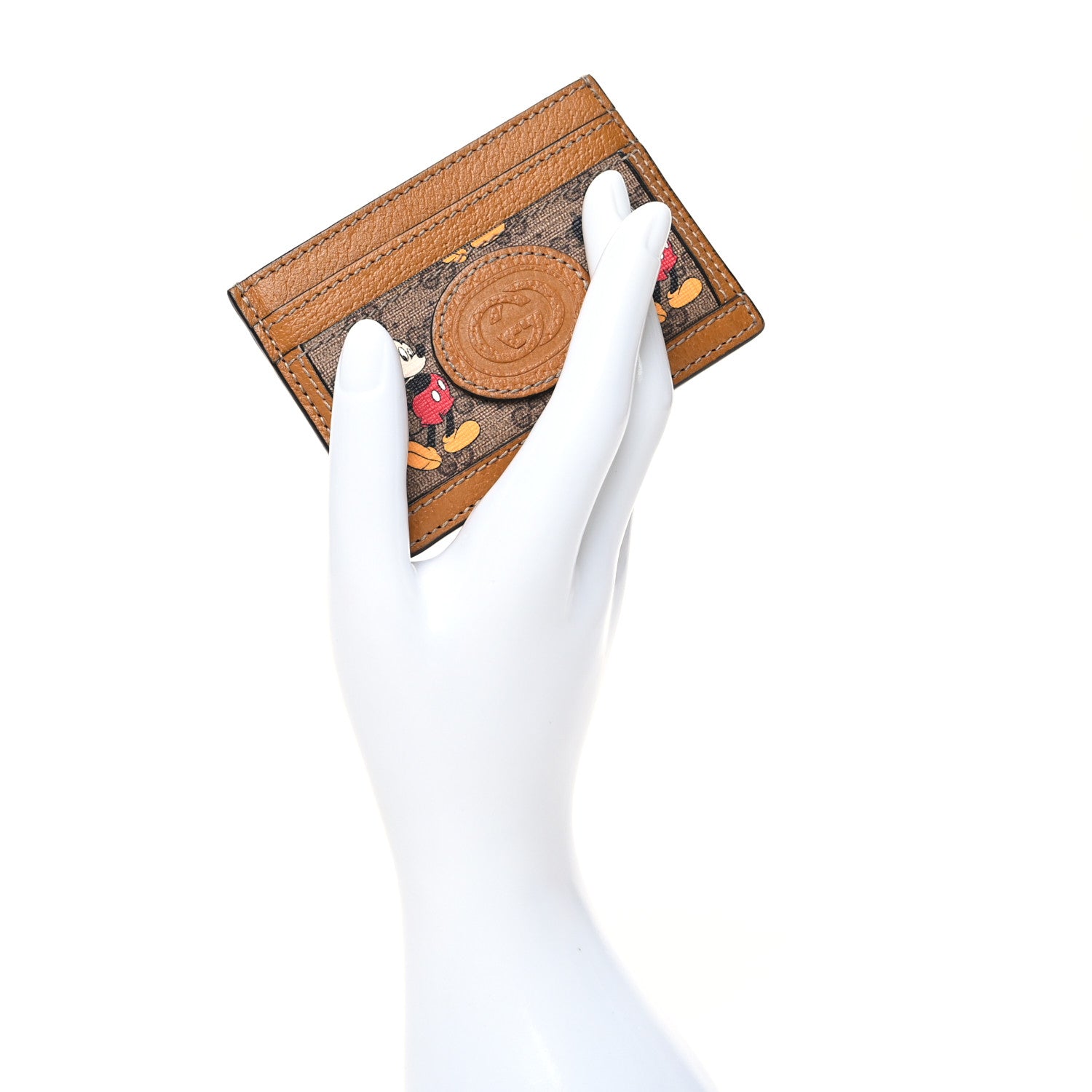 Gucci X DISNEY Mini Vintage GG Supreme Monogram Mickey Mouse Card Holder Beige Vintage Sun Oil 2 of 10