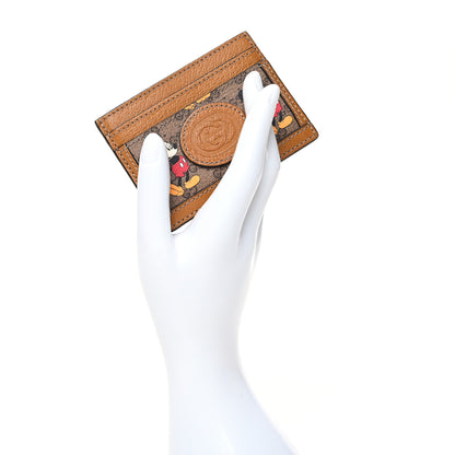 Gucci X DISNEY Mini Vintage GG Supreme Monogram Mickey Mouse Card Holder Beige Vintage Sun Oil 2 of 10